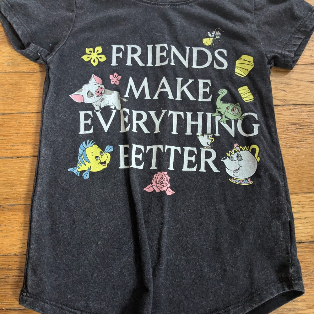 😁$6 WHEN BUNDLED😁Disney Kids Charcoal Tee with Colorful Characters